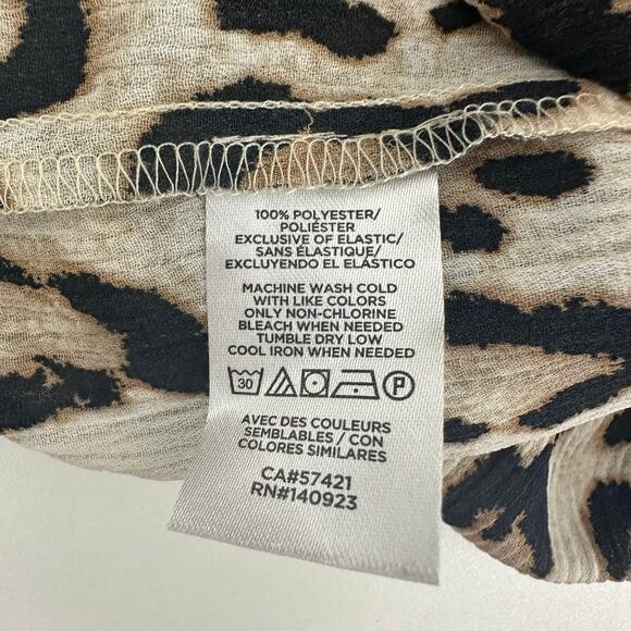 Loft Womens Balloon Sleeve Bell Cuff Mock Neck Leopard Print Beige Blouse XS - Picture 8 of 8